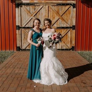 AZAZIE PEACOCK BRIDESMAID DRESS SIZE 0